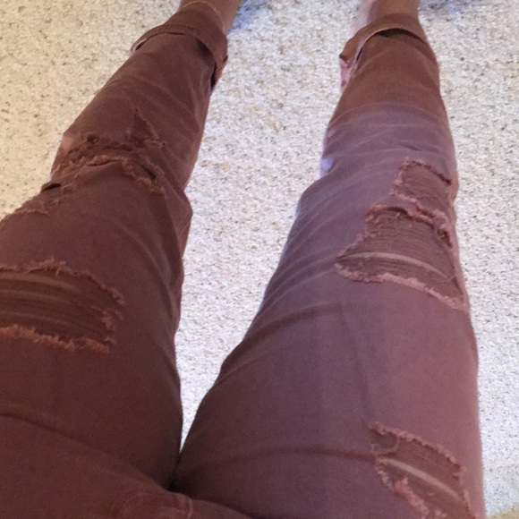 American Eagle super stretch Tomgirl distressed jeans size 6 regular - Picture 6 of 17